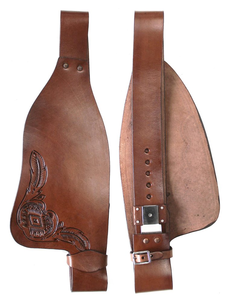 CHALLENGER Horse Western Adult Feather Tooled Brown Leather Replacement Saddle Fenders 5229LB