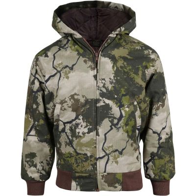King's Camo Kids' Unisex Classic Insulated Durable Ripstop Hunting Warm Camouflage Jacket with Hood, Elastic Cuffs & Pockets