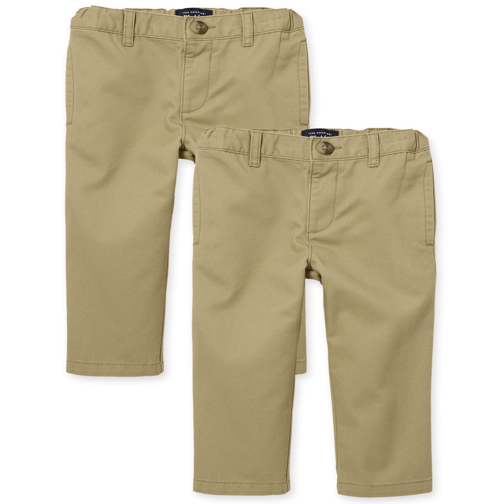 The Children's Place Baby Boys and Toddler Stretch Chino Pants, Flax 2 Pack, 18-24 Months US
