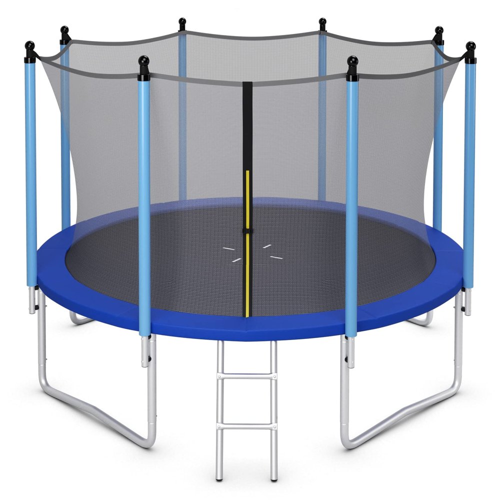 Goplus Trampoline 8FT 10FT 12FT 14FT 15FT 16FT, ASTM Approved Weatherproof Outdoor Recreational Trampolines Bounce W/Enclosure Net, Ladder for Backyard Kids Adults(Internal-Net-14FT)