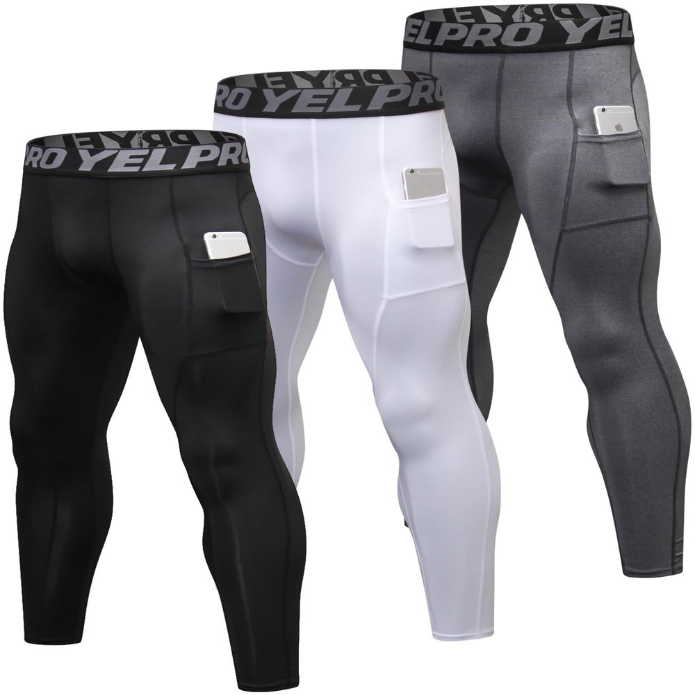 SPVISE Compression Pants Mens Leggings Sports Tights Athletic Bottoms Pant with Pockets Cold Weather Base Layer Workout Gear