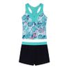 Daenrui Kids Big Girls Athletic Tankini Swimsuit Racer Tank Top with Boyshorts Beach Sports Bathing Suit Mintgreen,Leaf 4 Years view 1