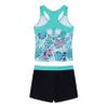 Daenrui Kids Big Girls Athletic Tankini Swimsuit Racer Tank Top with Boyshorts Beach Sports Bathing Suit Mintgreen,Leaf 4 Years view 2