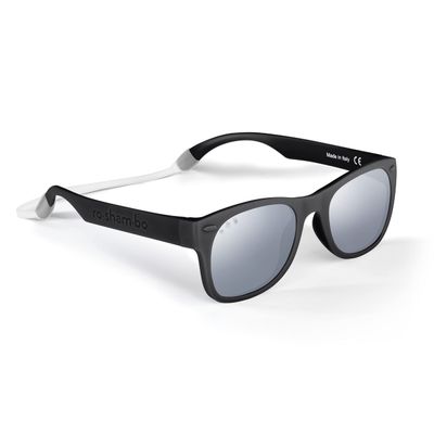 ROSHAMBO Unbreakable Baby Sunglasses with Strap BPA-free Girls Boys 0-24 months Infants Polarized Lens, Assembled in USA, Bueller with Mirrored Chrome Lens