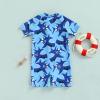Toddler Baby Boy Girl Dinosaur Rash Guard One Piece Swimsuit Zipper Sunsuit Swimwear Beach Wear Bathing Suit (4-5T, Blue Shark) view 2