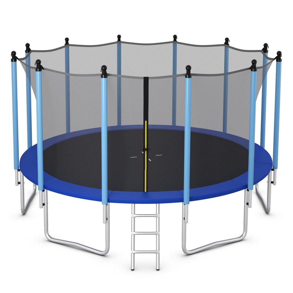 Goplus Trampoline 8FT 10FT 12FT 14FT 15FT 16FT, ASTM Approved Weatherproof Outdoor Recreational Trampolines Bounce W/Enclosure Net, Ladder for Backyard Kids Adults(Internal-Net-16FT)