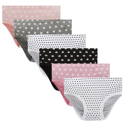 Barara King Girls' Undies 100% Cotton Panties Big Girls Soft Underwear Kids Wave point Briefs (Pack of 6) Size 10