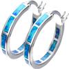 925 Sterling Silver Hoop Earring, Opal Small Hoop Earring for Women, Hypoallergenic Jewelry Cubic Zirconia Huggie Hoop Earrings Blue (Blue) view 1