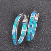 925 Sterling Silver Hoop Earring, Opal Small Hoop Earring for Women, Hypoallergenic Jewelry Cubic Zirconia Huggie Hoop Earrings Blue (Blue) view 2
