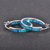 925 Sterling Silver Hoop Earring, Opal Small Hoop Earring for Women, Hypoallergenic Jewelry Cubic Zirconia Huggie Hoop Earrings Blue (Blue) view 3