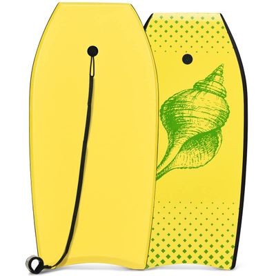 GYMAX Body Boards for Beach, 33"/37"/41" Body Board with EPS Foam Core, Crescent Tail, Dual Channel & Wrist Leash, Lightweight Bodyboard for Kids, Youth, Adults