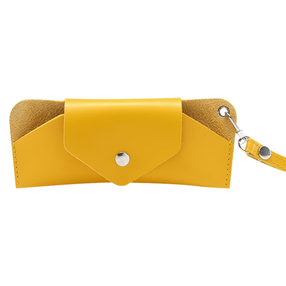 Healifty Sunglasses Case Unisex Eyeglasses Storage Case Eyewear Holder with Metal Hanging Hook Yellow