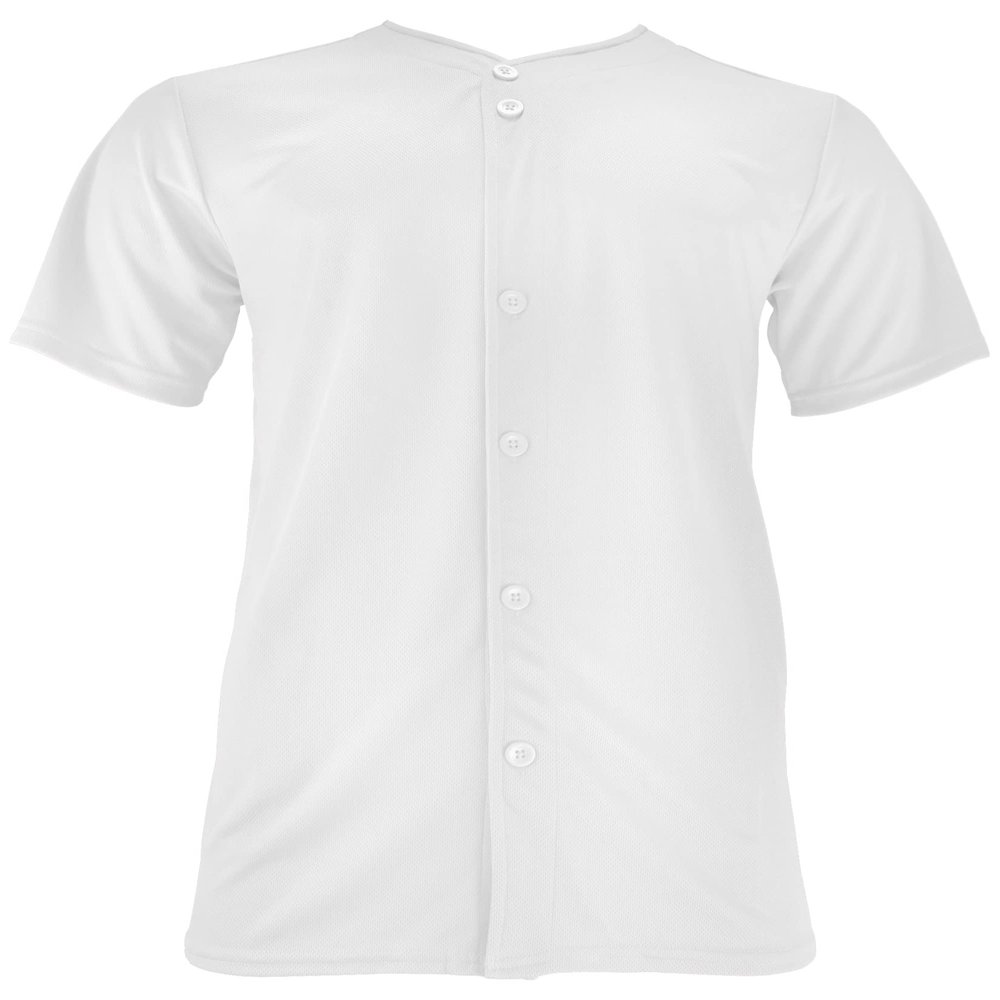 Epic Men's Full Button Wicking White Baseball Or Softball Jersey 2XL