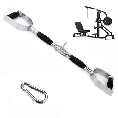 MNNM LAT PullDown Bar with D Handle, Tricep Press Down Bar with Rotation, Cable Machine Accessories, Straight Bar with Rubber Handle for Home Gym
