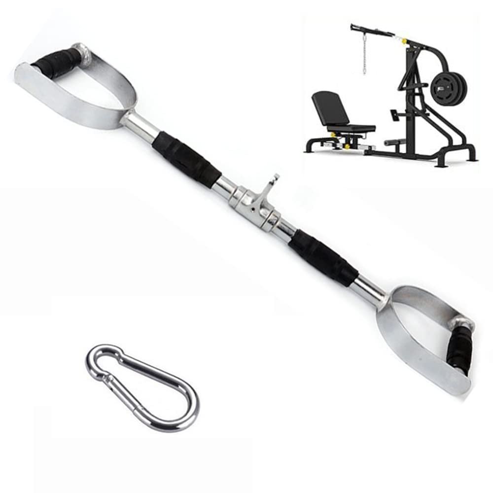 MNNM LAT PullDown Bar with D Handle, Tricep Press Down Bar with Rotation, Cable Machine Accessories, Straight Bar with Rubber Handle for Home Gym