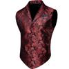 Barry.Wang Red Black Green Mens Steampunk Vest Lapel Collar Silk Paisley Victorian Gothic Waistcoat Formal/Leisure Party view 1