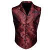 Barry.Wang Red Black Green Mens Steampunk Vest Lapel Collar Silk Paisley Victorian Gothic Waistcoat Formal/Leisure Party view 3