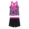 Daenrui Kids Big Girls Athletic Tankini Swimsuit Racer Tank Top with Boyshorts Beach Sports Bathing Suit Rose,Flower 4 Years view 1
