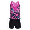 Daenrui Kids Big Girls Athletic Tankini Swimsuit Racer Tank Top with Boyshorts Beach Sports Bathing Suit Rose,Flower 4 Years view 3