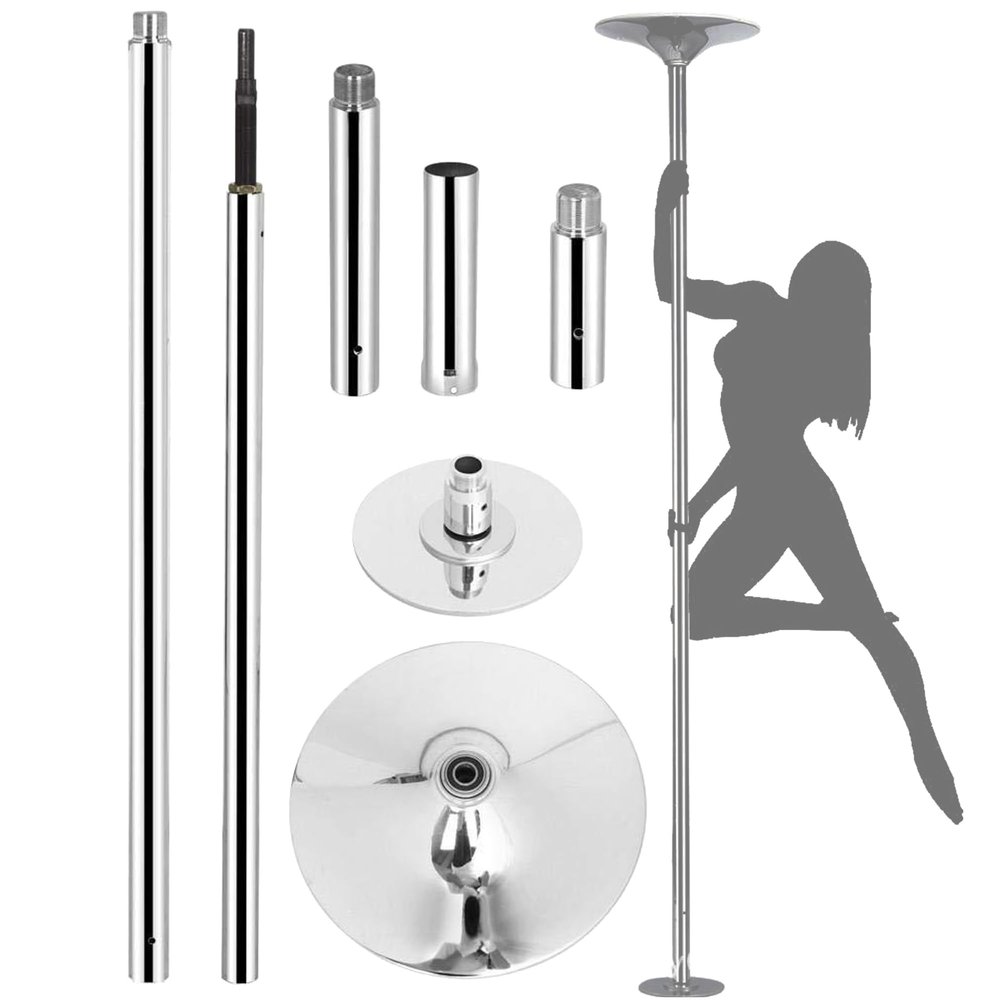 INTSUPERMAI Pro Dance Pole for Home, 45MM Spinning Dancing Pole with Base, Height Adjustable 91''-108'', Dance Pole Apartment Friendly, for Home/Club/Bar/Gym Exercise