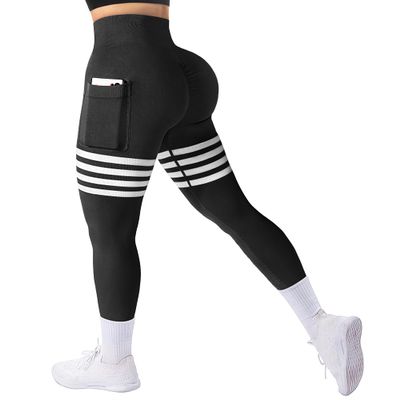 A AGROSTE Women's Seamless Scrunch Butt Lifting Leggings with Pockets High Waisted Booty Yoga Pants Workout Gym Leggings