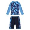 Yeahdor Kids Boys 2 Pcs Athletic Swimsuit UPF 50+ Rashguard Shirts with Swim Trunk Shorts Beachwear Navy Blue Shark 5-6 Years view 2