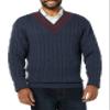 Amazon Essentials Men's Cable Knit V-Neck Sweater, Dark Navy, Medium view 4