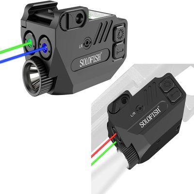 SOLOFISH 500lm Aluminum Pistol Flashlight with Blue Green Beam, Bundle with Aluminum Red Green Beam Combo, Rechargeable