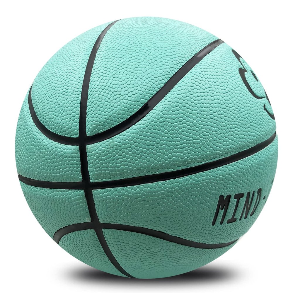 MINDCOLLISION Smiling Face Basketballs, Moisture-Absorbing and Wear-Resistant Soft Pu Leather, Good Grip, Suitable for Indoor and Outdoor Training and Competition,Green,No. 5