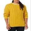 Amazon Essentials Men's Long-Sleeve 100% Cotton Fisherman Cable Crewneck Sweater, Mustard Yellow, Small view 1
