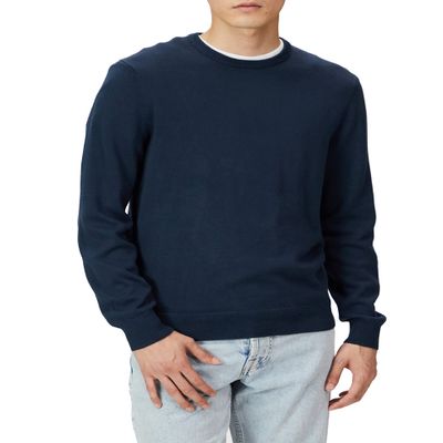 Amazon Essentials Men's Long-Sleeve Crewneck Sweater, 100% Cotton, Big & Tall Options Available, Navy, 6X-Large Big