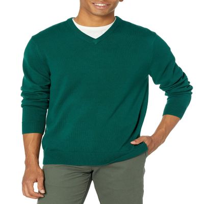 Amazon Essentials Men's V-Neck Pullover Sweater (Available in Big & Tall), Dark Green, XX-Large Big