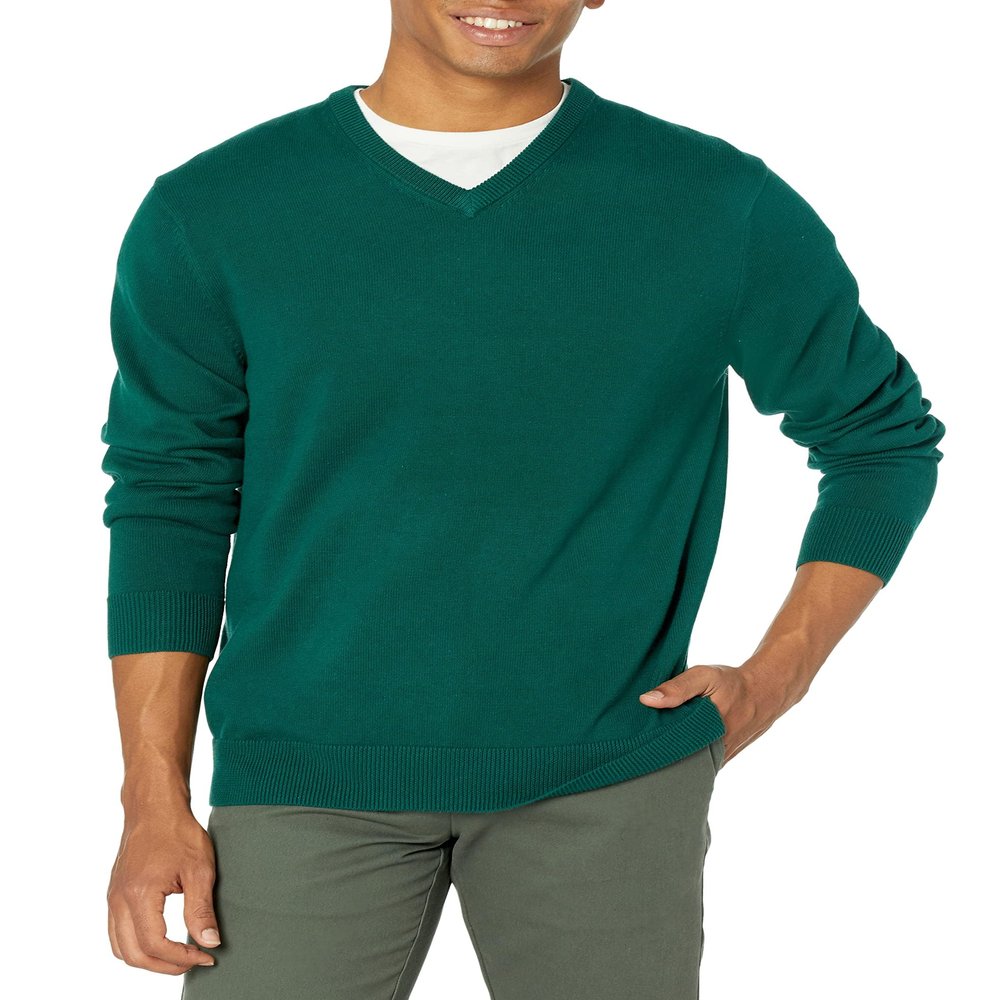 Amazon Essentials Men's V-Neck Pullover Sweater (Available in Big & Tall), Dark Green, XX-Large Big