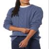 Amazon Essentials Men's Long-Sleeve 100% Cotton Fisherman Cable Crewneck Sweater, Dark Blue, Small view 1