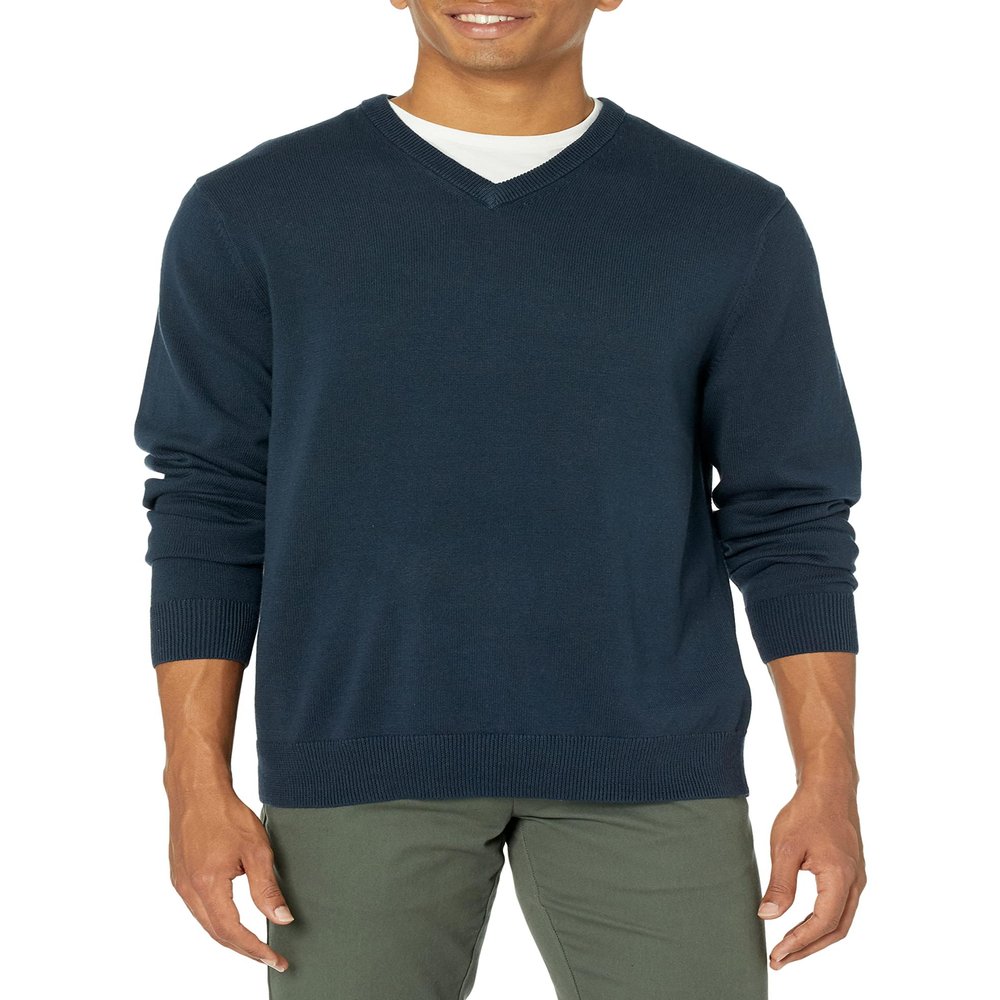 Amazon Essentials Men's V-Neck Pullover Sweater (Available in Big & Tall), Navy, 5X-Large Big