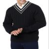 Amazon Essentials Men's Cable Knit V-Neck Sweater, Black, X-Large view 4