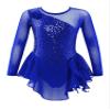 Linjinx Kids Girls Figure Ice Skating Dress Sparkly Sequins Floral Long Sleeve Ballet Dance Dress Gymnastic Tutu Leotard Royal Blue 10 Years view 1
