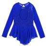 Linjinx Kids Girls Figure Ice Skating Dress Sparkly Sequins Floral Long Sleeve Ballet Dance Dress Gymnastic Tutu Leotard Royal Blue 10 Years view 4