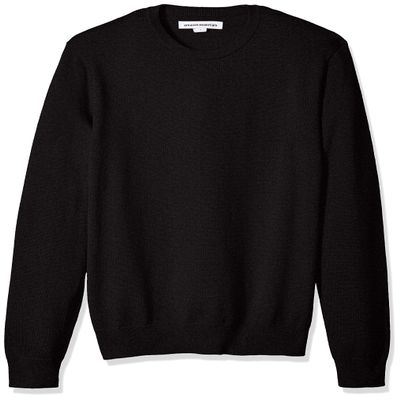 Amazon Essentials Men's Long-Sleeve Crewneck Sweater, 100% Cotton, Big & Tall Options Available, Black, 6X-Large Big