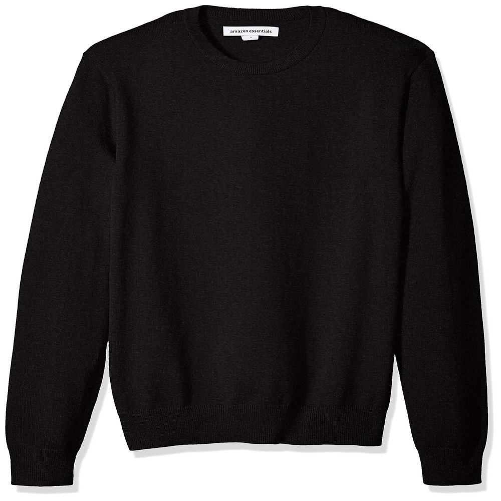Amazon Essentials Men's Long-Sleeve Crewneck Sweater, 100% Cotton, Big & Tall Options Available, Black, 6X-Large Big