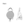 SNSHUN OP 50Pcs Flat Round Tray Clip-on Earring Converter DIY Earring Pierced Into Clip On T125 (Color : Silver) view 2