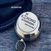 Brass Engraved Pocket Compass with Leather Case | Be Strong and Courageous Engraved Compass Gift Compass, Push Button 5 cm Pocket, Confirmation Gift Ideas, Baptism view 2