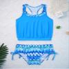CHICTRY Big Girls Floral Splice 2 Pcs Tankini Racer Swim Top+Tie Brief Bathing Suit Beachwear Blue 6 Years view 3