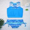 CHICTRY Big Girls Floral Splice 2 Pcs Tankini Racer Swim Top+Tie Brief Bathing Suit Beachwear Blue 6 Years view 4