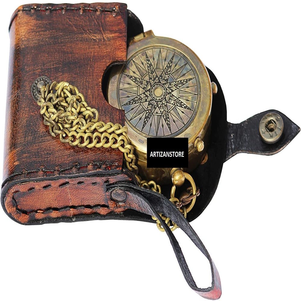 Pocket Compass for Hiking, Survival Instrument Antique So You Can Always Find Your Way Back Home Engraved Camping Pocket Compass Nautical Vintage Navigation Outdoor