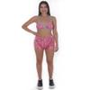 HPO Femme Perfectly Pink Sequin Bralette and Shorts Set with Baby Blue Detail - High Waisted Sequin Shorts with Matching Top - Perfect for your Next Festival or Rave! (Small) view 1