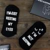 DNTLKUP Funny Gifts for Dad Fathers Day Men Women Cute Novelty lovely Socks: Im Not Sleeping Im Just Resting My Eyes (US, Alpha, Large, Regular, Regular, Eyelash) view 4