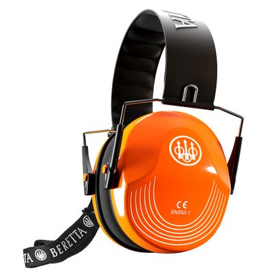 Beretta Unisex Hearing Protection Competition Compact One Size Safety Pro Earmuff w/Ergonomic Design & Durable Carrier Strap, Orange Fluorescent