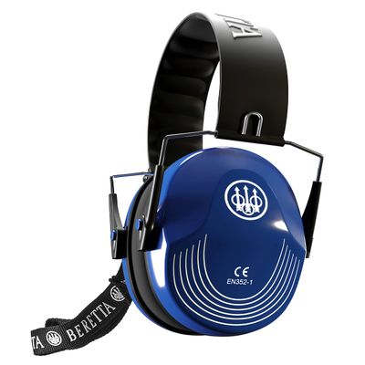 BERETTA Unisex Hearing Protection Competition Compact One Size Safety Pro Earmuff w/ Ergonomic Design & Durable Carrier Strap, Blue