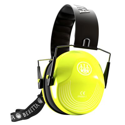 BERETTA Unisex Hearing Protection Competition Compact One Size Safety Pro Earmuff w/ Ergonomic Design & Durable Carrier Strap, Yellow Fluorescent